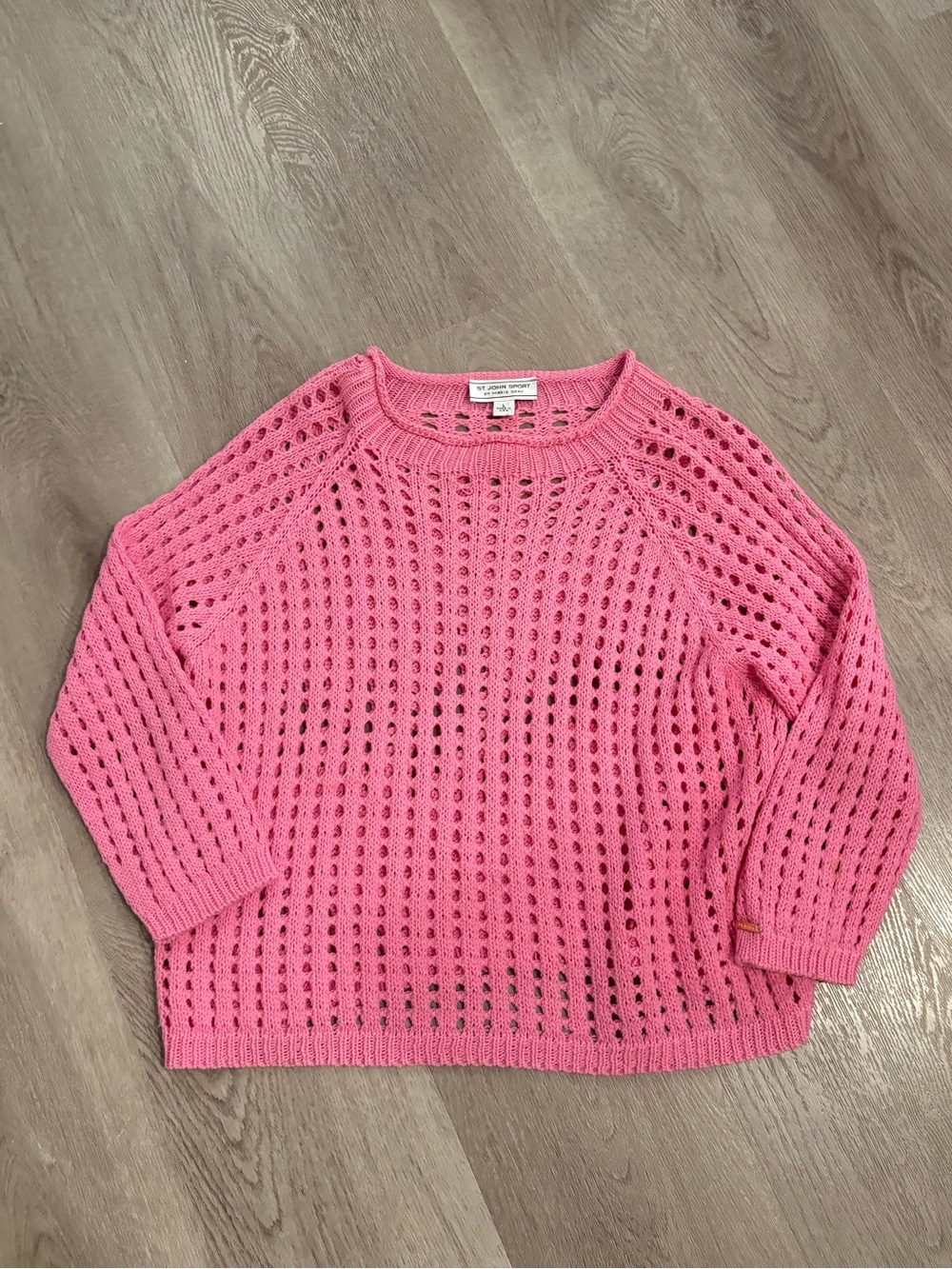 St. John Sport Pink Crochet Knit Top